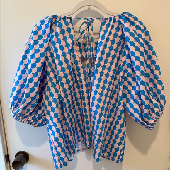 Rhode Pink & Blue Scalloped Print Rowan Top L NWOT - Picture 5 of 7
